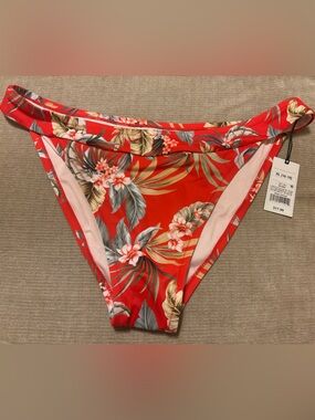 Shade & Shore Red Tropical Floral Bikini Bottoms